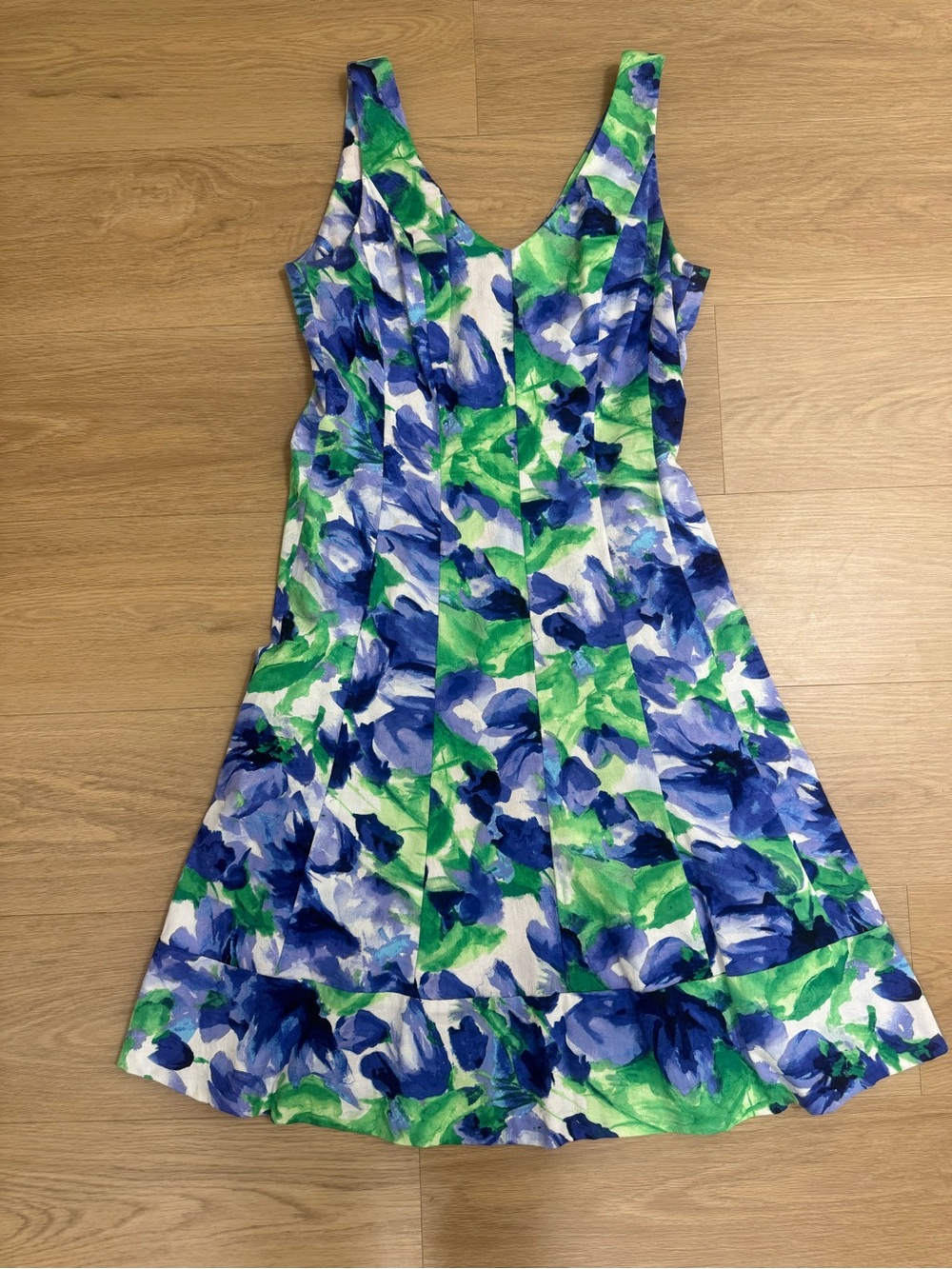 Ralph Lauren Sleeveless Floral A-Line Dress in Blue & Green Size 8